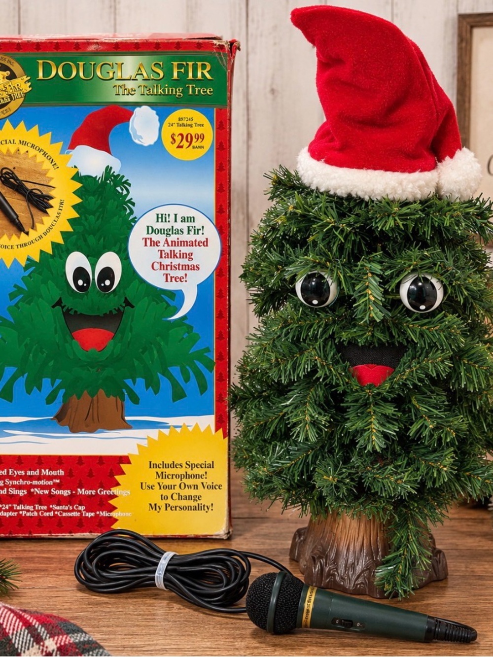 Vintage 1990s Gemmy Douglas Fir Talking Tree 24” Animated Singing Tree tested